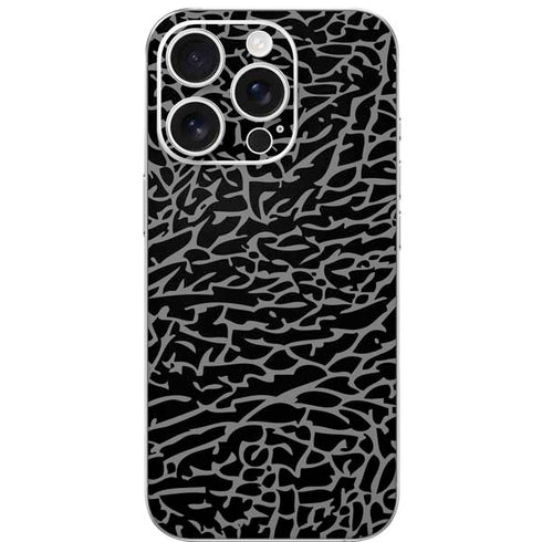 Elephant Print Black iPhone 16 Pro Skin